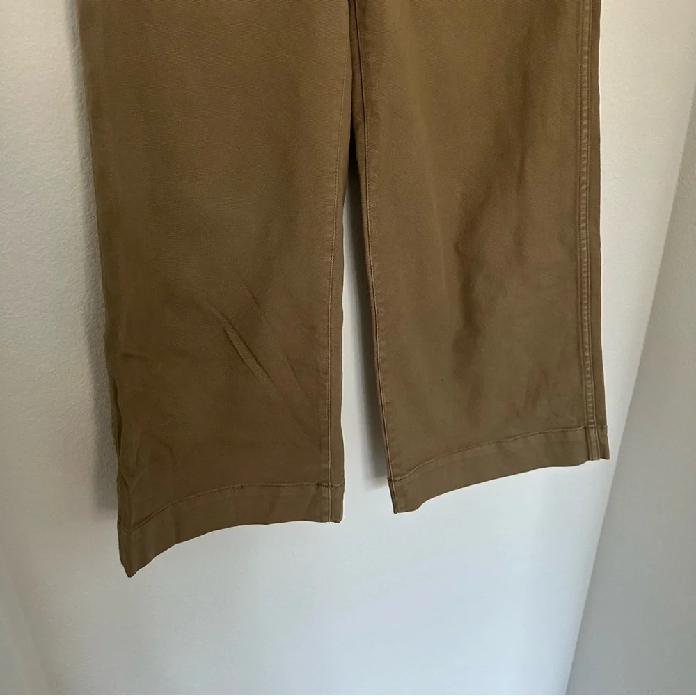 Madewell The Emmett Wide-Leg Crop Pants Welt Pocket Tan Khaki Size 25 Women’s - Picture 3 of 9